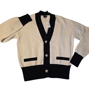 Ann Taylor Black and Cream Cardigan